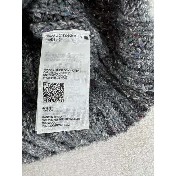 PrAna Womens Gray Cableknit Sweater Wool Blend Mock Neck 1/4 Zip M Cabincore - Picture 11 of 11